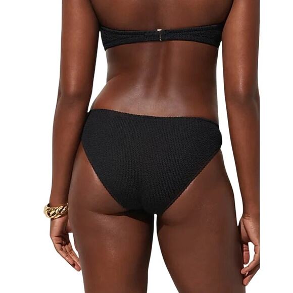 J Crew Womens Textured Hipster Full Coverage Bikini Bottom Size 2X Black BP265 - Picture 3 of 9